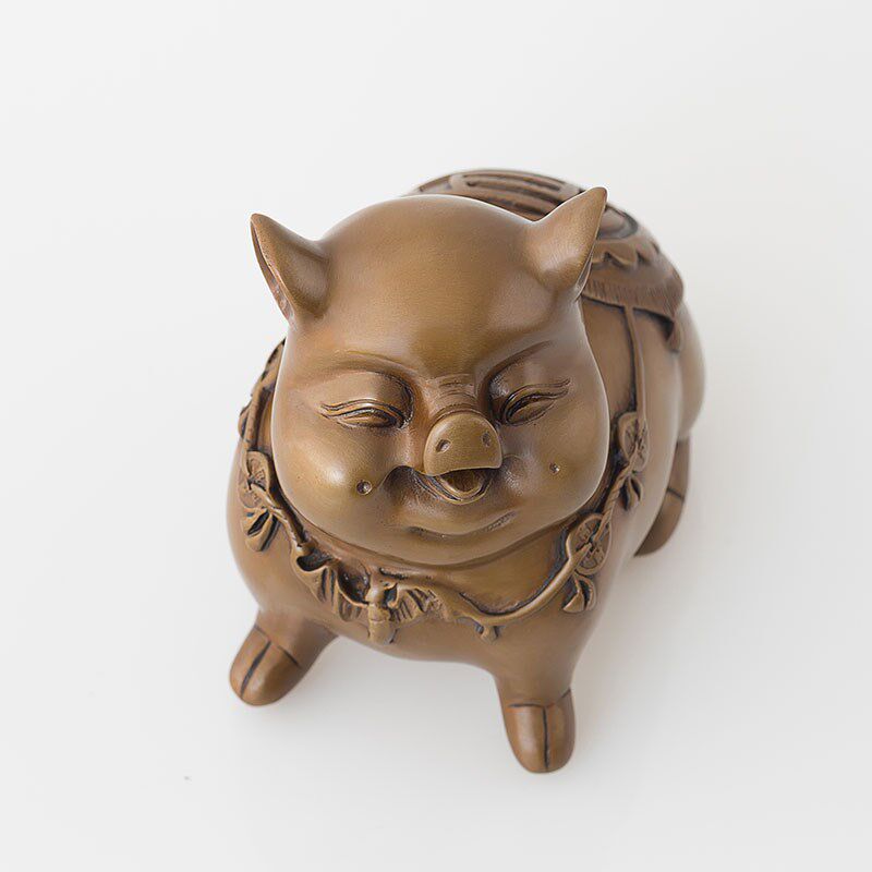 铜韵堂 铜生肖猪可爱摆件 桌面卧室办公室酒柜饰品办公室客厅礼品