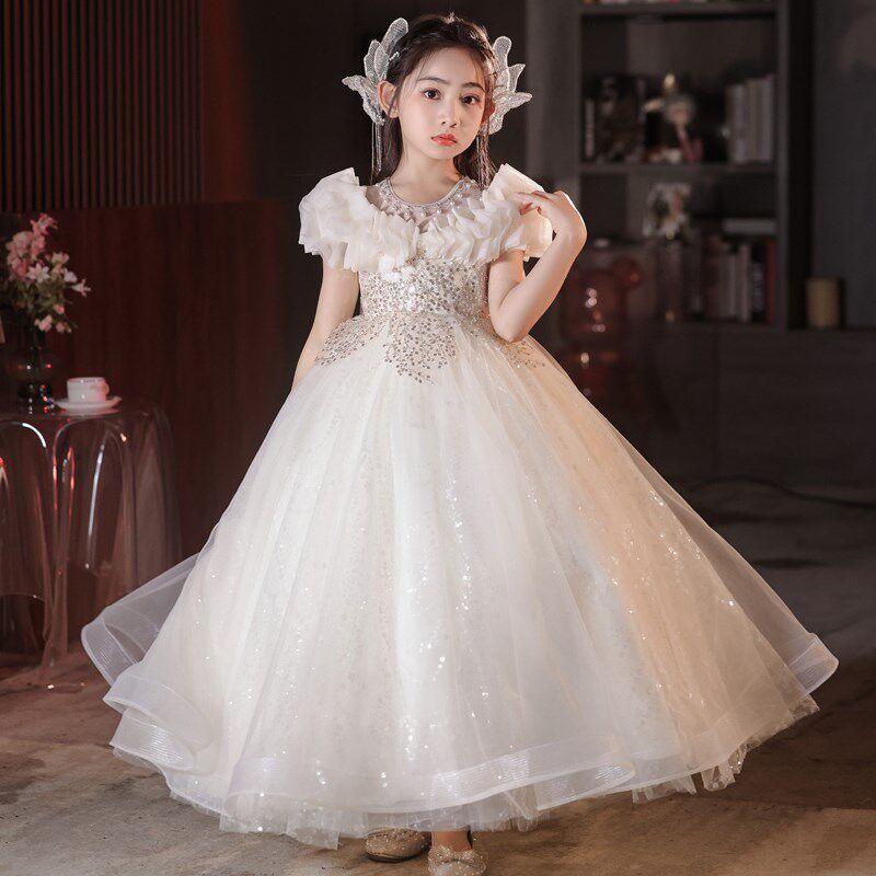 女童礼服轻奢小众高端生日公主裙夏花童婚礼钢琴演奏主持人演出服