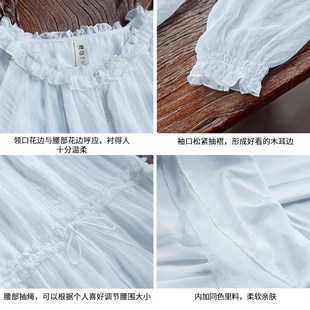 【玉凤谣】雪纺连衣裙女2025年夏季木耳边圆领长袖设计感白色裙子