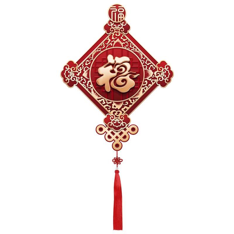 中国结入户玄关装饰画福字新中式入门挂画寓意好客厅走廊尽头壁画