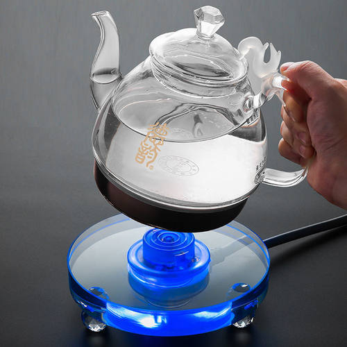 德韵茶艺壶(S558)水晶圆型按键快速电热水壶玻璃壶烧水泡茶套装