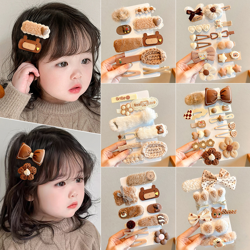 儿童秋冬毛绒发夹发饰女童2024新款可爱侧边刘海碎发夹子头饰发卡