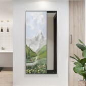 侘寂风镜子全身镜小清新隐藏式 饰画客厅试衣镜轻奢 推拉穿衣镜装