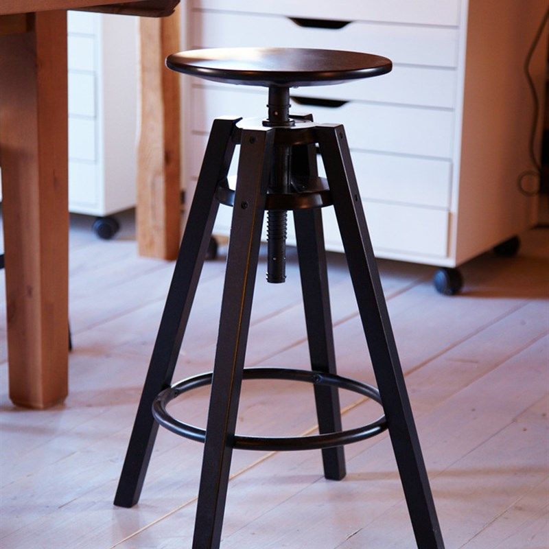 美式铁艺升降椅吧台椅实复古酒吧高脚椅酒吧椅铁艺实木转椅吧凳