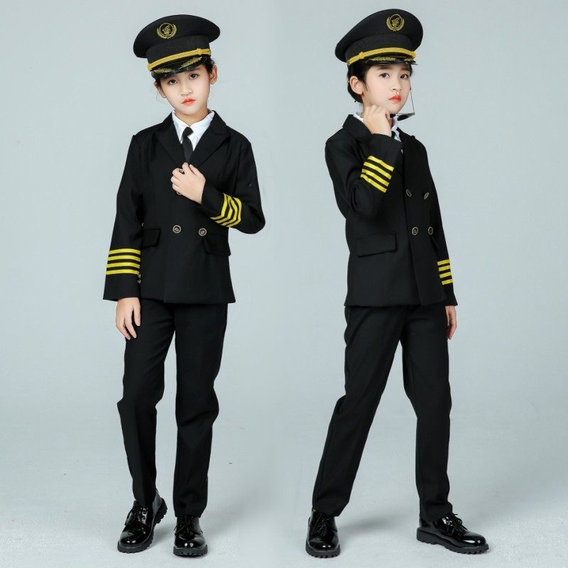 儿童机长制服航空机师乘务员飞行员服装高铁路空姐走秀男女童表演