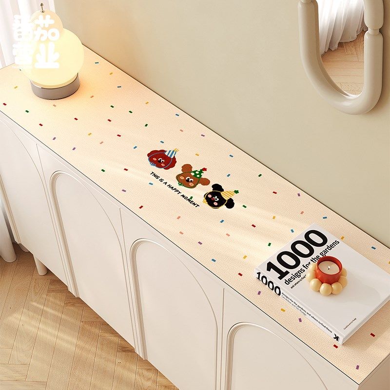 奶油风家用边柜垫玄关入户鞋柜防尘垫可爱卡通煤球电视机柜保护垫,居家布艺,茶几垫,淘宝优惠券,粉丝福利购,淘宝优惠卷