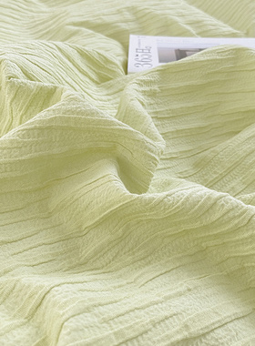 肌理泡泡纱纯棉四件套被罩时髦牛油果绿色全棉被套双人1.8/2m床笠