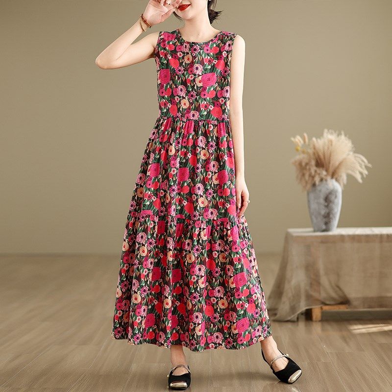 新款胖MM大码简约无袖背心式长款连衣裙子过膝长裙子薄款摆裙子,女装/女士精品,连衣裙,淘宝优惠券,粉丝福利购,淘宝优惠卷