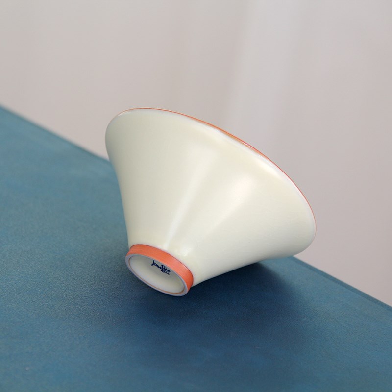 豆黄汝窑主人杯茶杯陶瓷功夫茶具品茗杯单杯斗笠杯喇叭杯茶盏茶碗