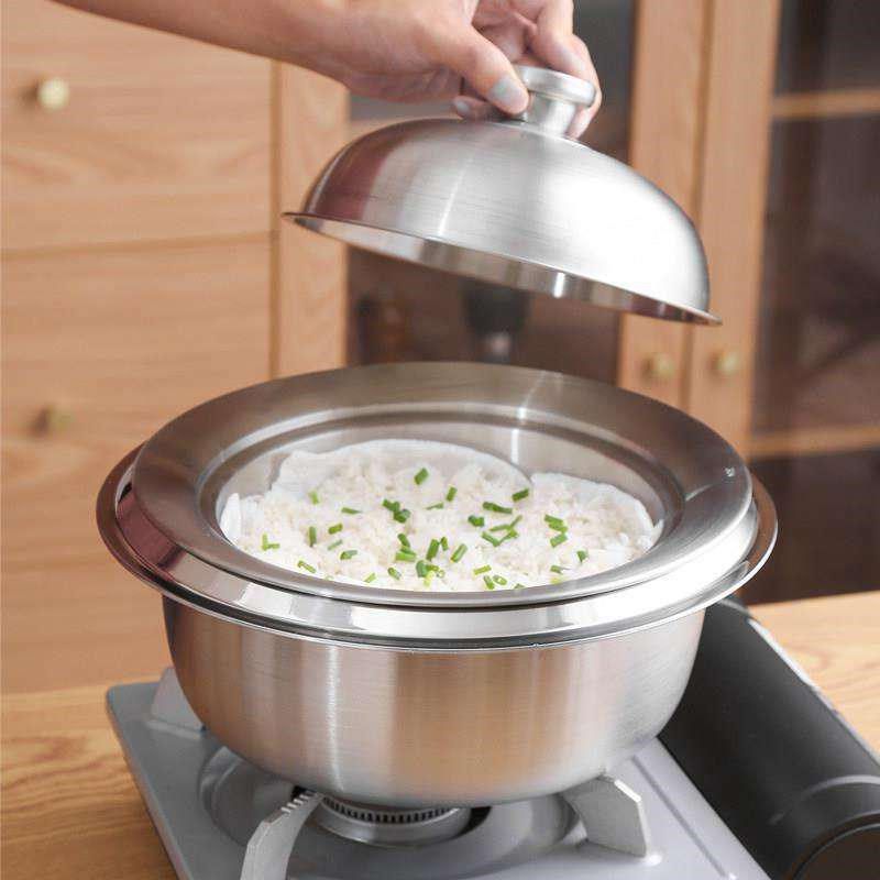 304韩式不锈钢飞碟蒸盘带盖子百搭蒸片笼格架隔接水盘20-26锅口