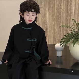 新中式国风童装春装男童中山装儿童西装演出服男宝2024小少爷汉服