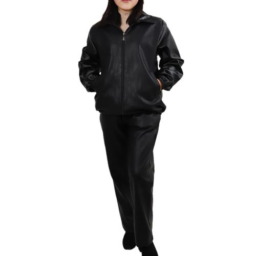 男女春秋防水防油工作服皮衣皮裤套装厨师洗车水产汽修耐磨劳保服