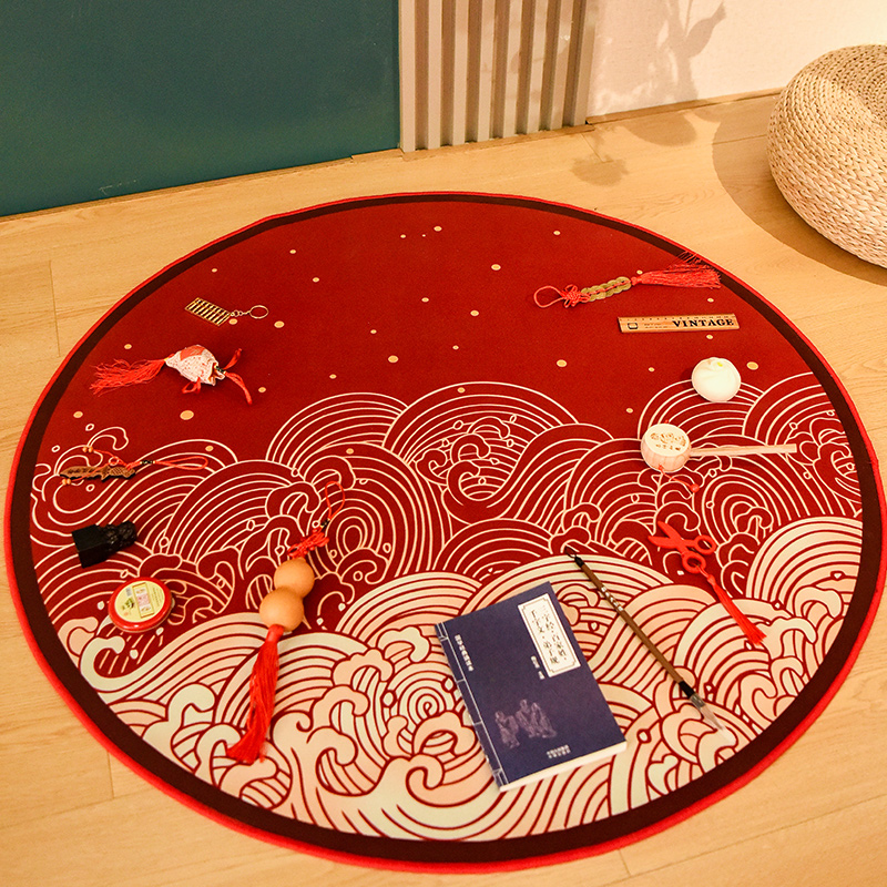 一周岁抓周地毯男宝宝女孩中式生日抓阄垫子装饰国风圆毯布置用品