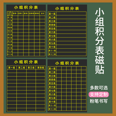 磁性小组积分表黑板贴磁力班级小组竞赛表格评比栏粉笔书写定制