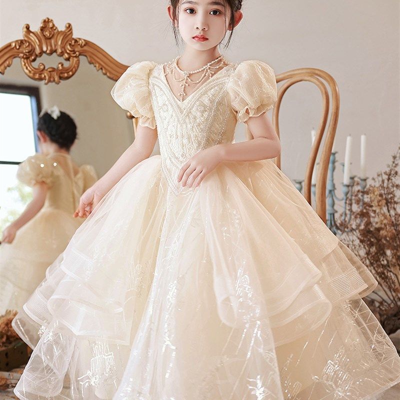 花童婚礼服女童连衣裙生日宴会公主裙高端舞蹈主持钢琴演奏表演裙