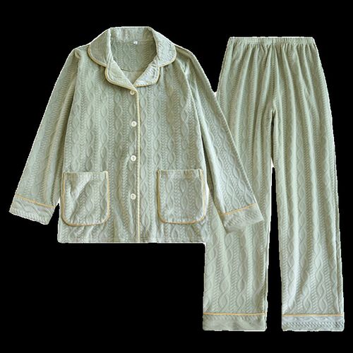 情侣海岛绒睡衣男女秋冬薄绒不加厚抗静电珊瑚绒法兰绒家居服套装