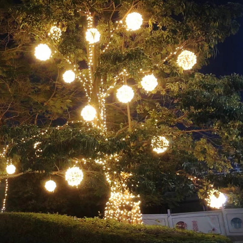 led藤球彩灯挂树上夜市户外防水庭院街道亮化挂树发光圆球装饰灯