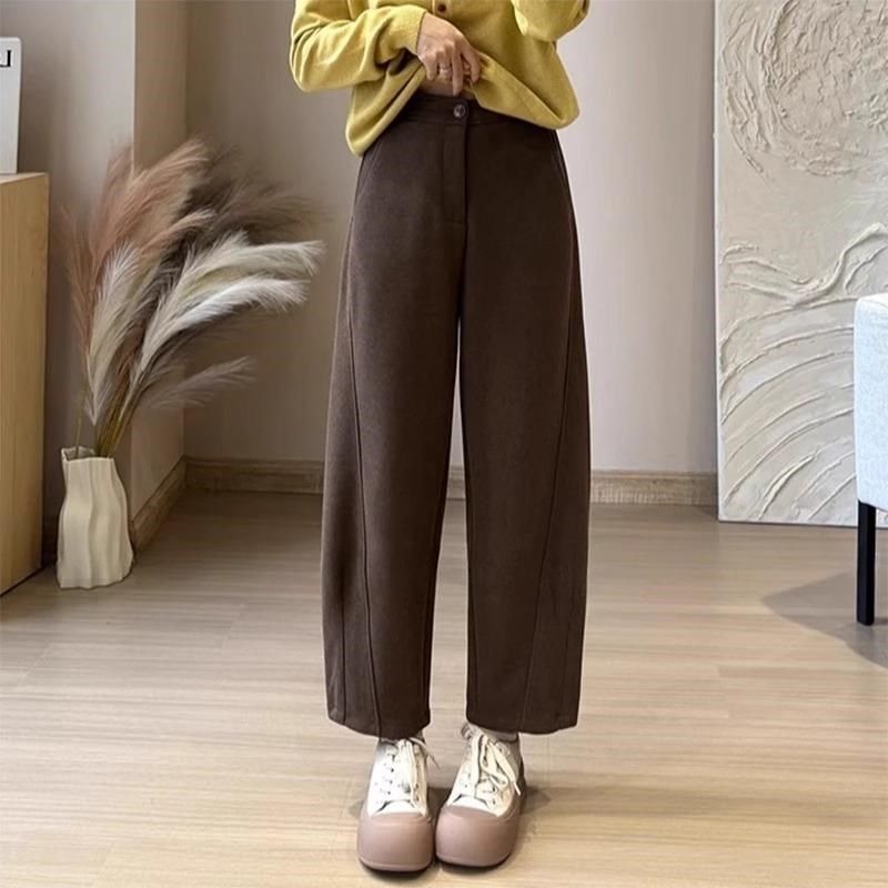 梨形身材直筒休闲裤女秋冬大码胖mm黑灰色加绒裤宽松显瘦阔腿裤子,女装/女士精品,大码裤装,淘宝优惠券,粉丝福利购,淘宝优惠卷