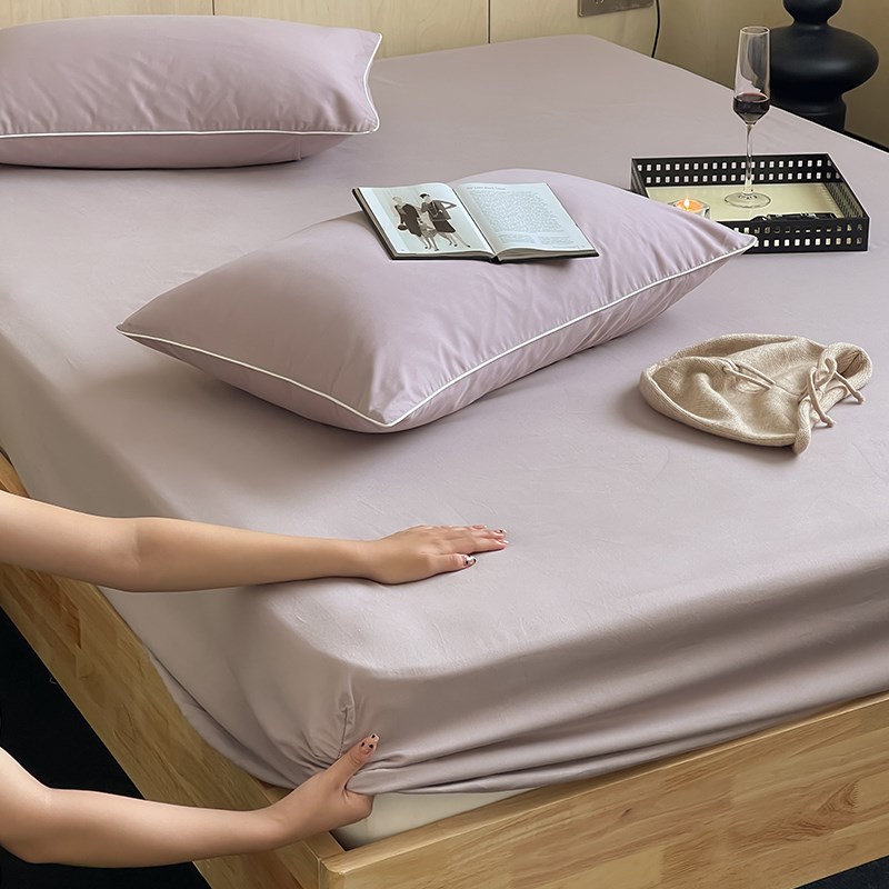 在耳边简约加厚100s长绒棉磨毛贡缎床单床笠1.5/1.8m双人床保护罩