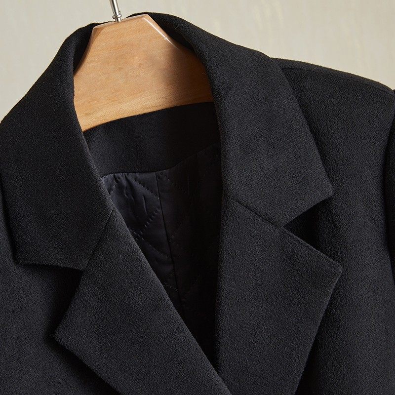 毛呢西装外套女英伦风设计师款2021冬季新款加棉呢子大衣配腰带