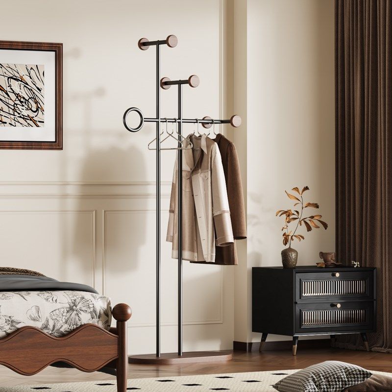 极简房间衣架落地卧室入户衣服置物架衣帽架中古风挂衣架设计师款