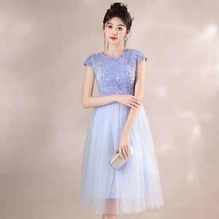 大合唱团演出女初中学生伴娘主持朗诵开场舞蹈晚礼服装短款公主裙