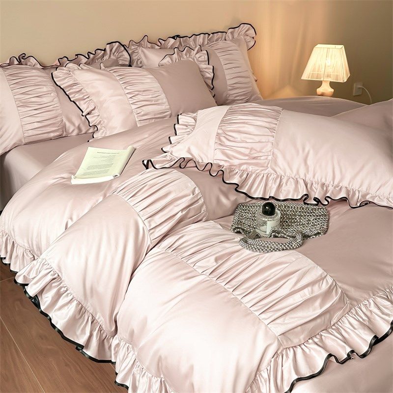 法式复古高级感120支长绒棉四件套纯棉全棉褶皱花边被套床单床品4,床上用品,床品套件/四件套/多件套,淘宝优惠券,粉丝福利购,淘宝优惠卷