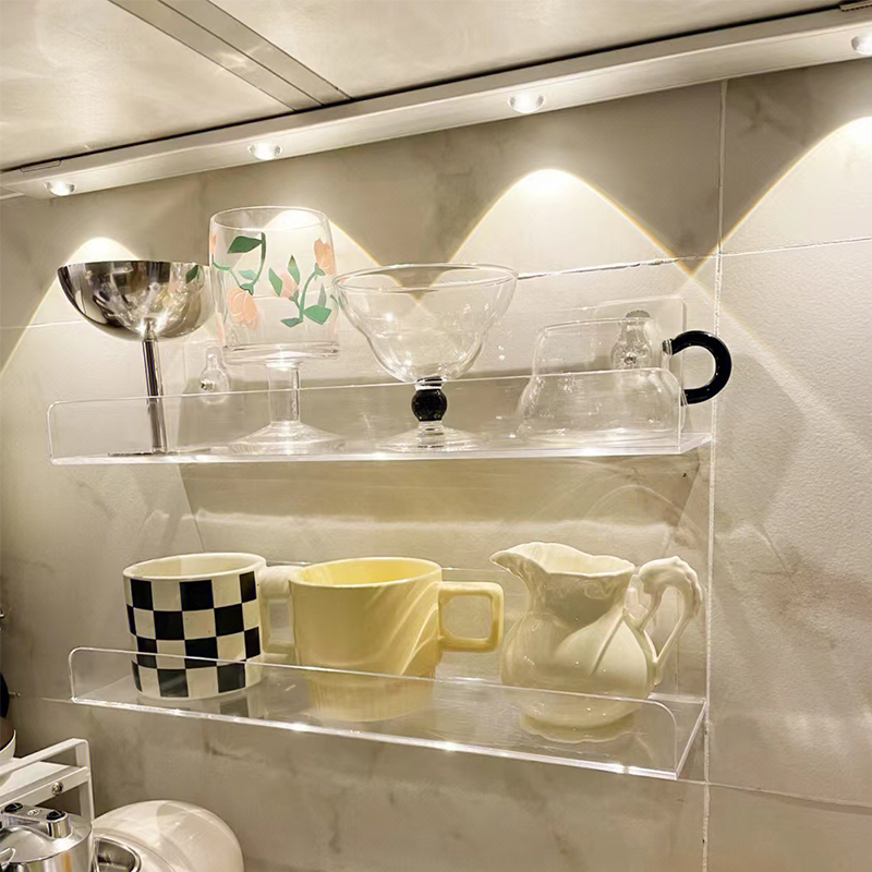 亚克力杯架壁挂免打孔杯子收纳置物架水杯挂墙茶厨房墙上悬挂放置
