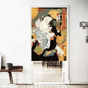 浮世绘纹身店定制刺青门帘客厅日式对开隔断帘工作室窗帘创意装饰