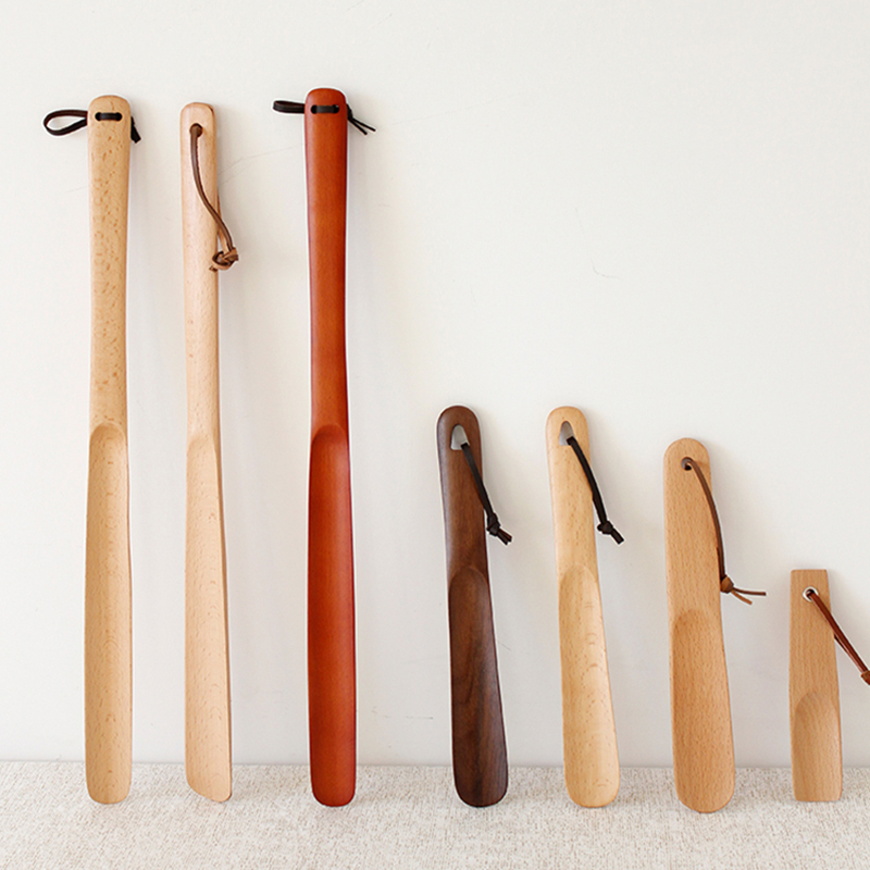 日式实木长柄加长鞋拔子家用鞋拨鞋把鞋抽鞋溜鞋扒懒人穿鞋提鞋器