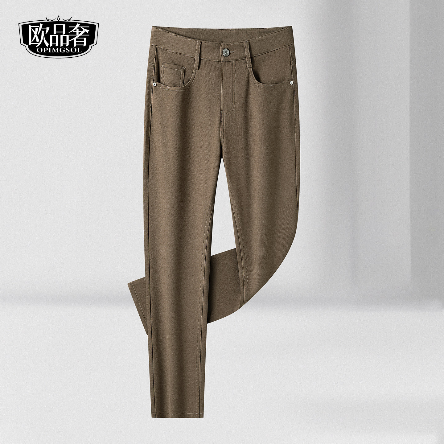 休闲西裤男士春季中厚修身直筒磨毛长裤子2026新款轻商务通勤男裤