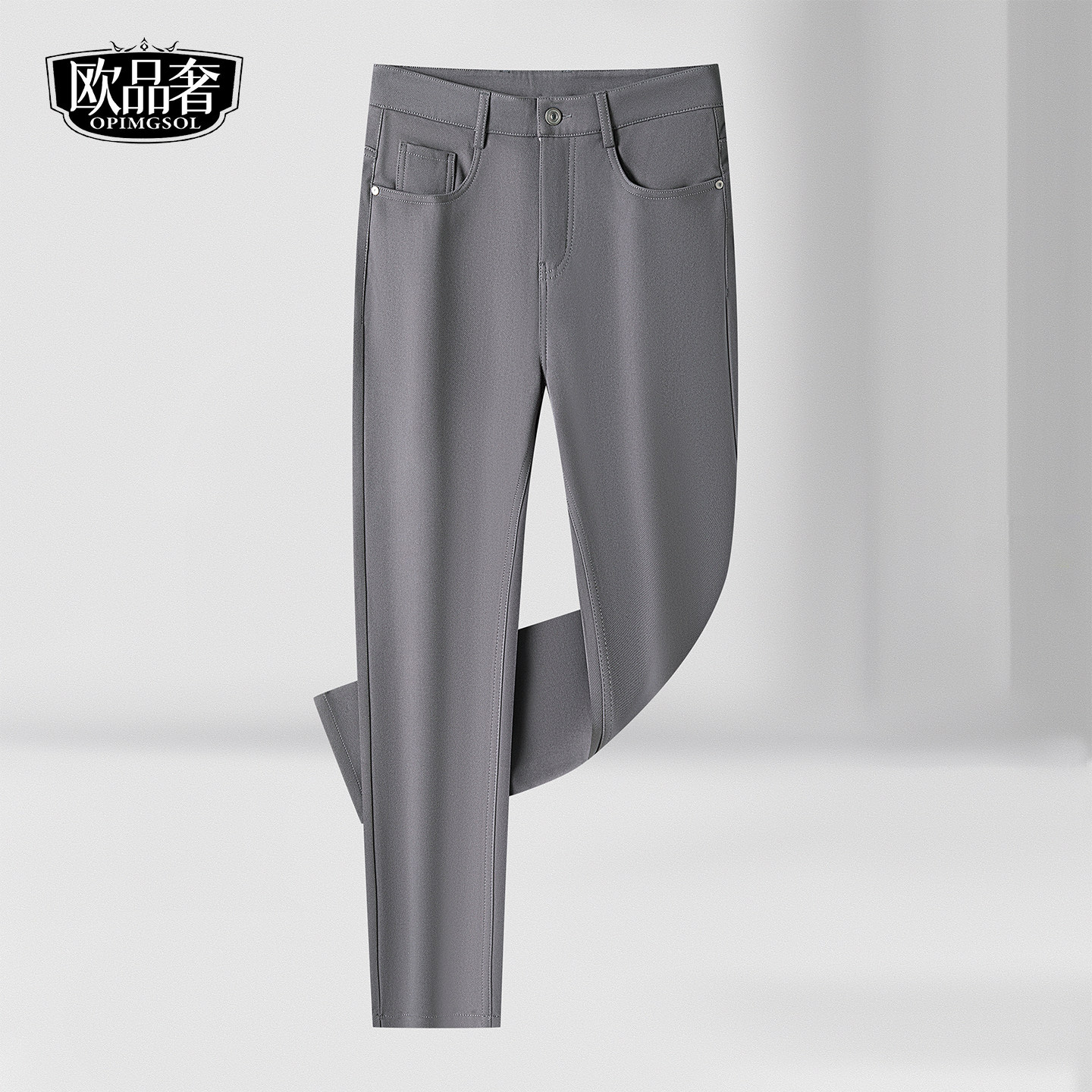 高端弹力男裤子春季中厚免烫直筒裤2026年新款高端长裤子休闲西裤