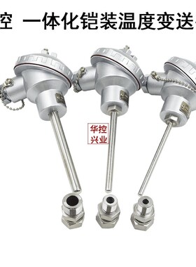 铠装热电阻温度传感器K型热电偶TJ WRNK1301螺纹式V温度变送器管