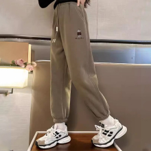女童加绒卫裤春秋装2025新款女大童洋气百搭宽松束脚裤儿童休闲裤