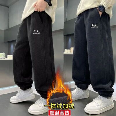 男童加绒裤子冬季灯芯绒运动裤