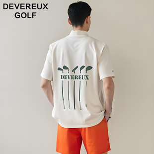 DEVEREUX GOLF高尔夫冰丝凉感运动休闲速干小高领短袖T恤透气上衣