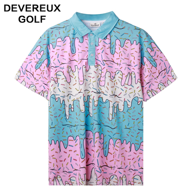 高尔夫冰淇淋印花透气短袖POLO衫