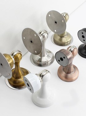 加厚免打孔不锈钢黑色门吸门阻器门顶强磁地吸墙吸高磁门碰