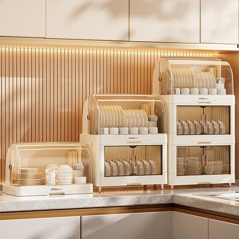 家用碗筷收纳盒装餐具碗碟沥水碗架双层碗柜厨房置物架碗盘收纳架