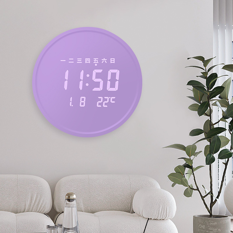 家用挂墙挂钟客厅装饰钟表个性简约静音时钟轻奢LED数字电子钟表
