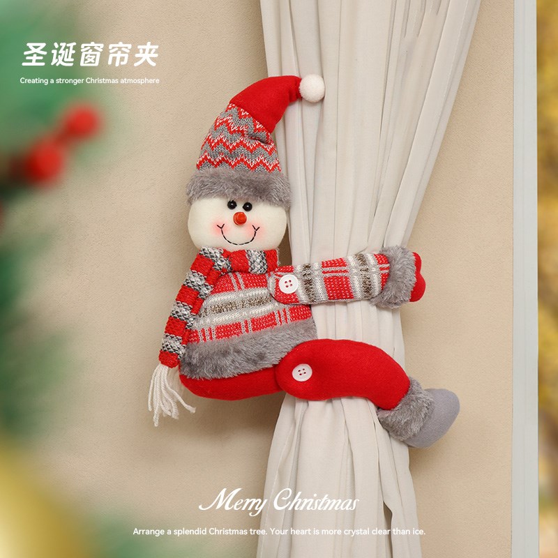 圣诞节装饰品居家窗帘扣新款雪人老人鹿抱扣橱窗场景布置圣诞礼物