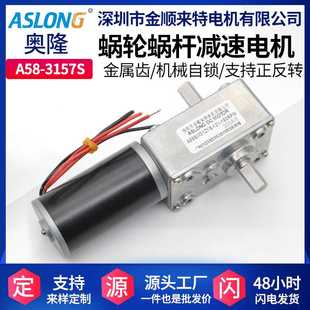 A58SW31ZYS涡轮蜗杆直流减速电机 ASLONG 自锁双出轴钢管减速马达