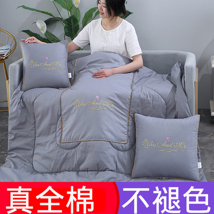 纯棉折叠a汽车载抱枕被子两用全棉办公室靠枕午睡枕头二合一后排