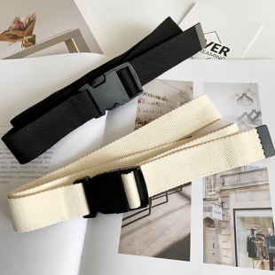 2026新款日本时尚休闲帆布腰带男女士塑料插扣文艺风青年学生皮带