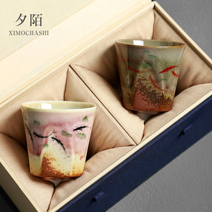 手绘釉下彩陶瓷鱼茶杯功夫茶具品茗杯单杯冰裂Q开片茶盏专用主人