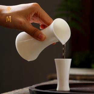 茅二两分酒器仿古台酒器中式 羊脂玉瓷家用白i酒杯一壶一杯套装 酒