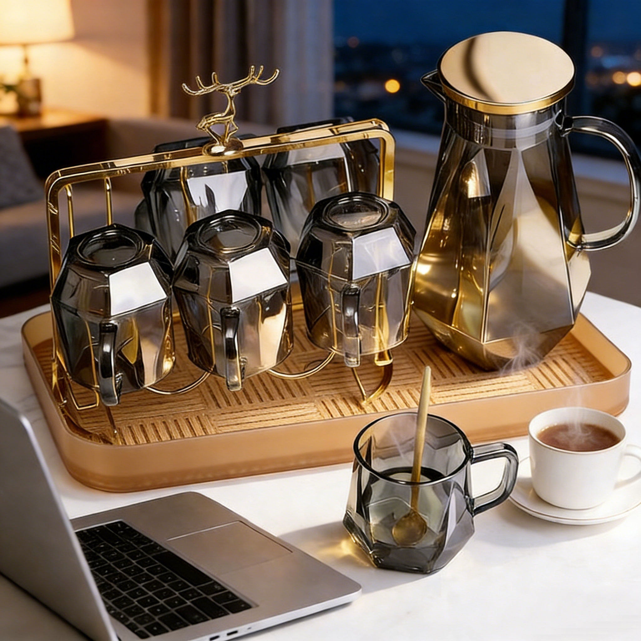 耐高温玻璃杯套装家用客厅待客水杯带把手柄茶杯家庭喝水泡茶杯子