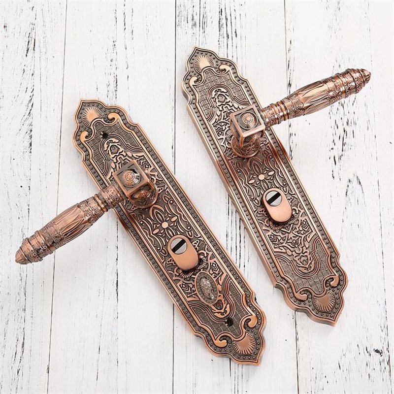 新款门锁防盗铜门别墅门黄古铜拉手通用锌合金豪华仿古欧式大把手