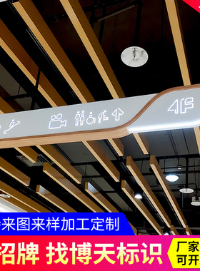不锈钢商场吊牌灯箱地下车库吊牌灯箱发光双面吊牌指示牌厂家直销