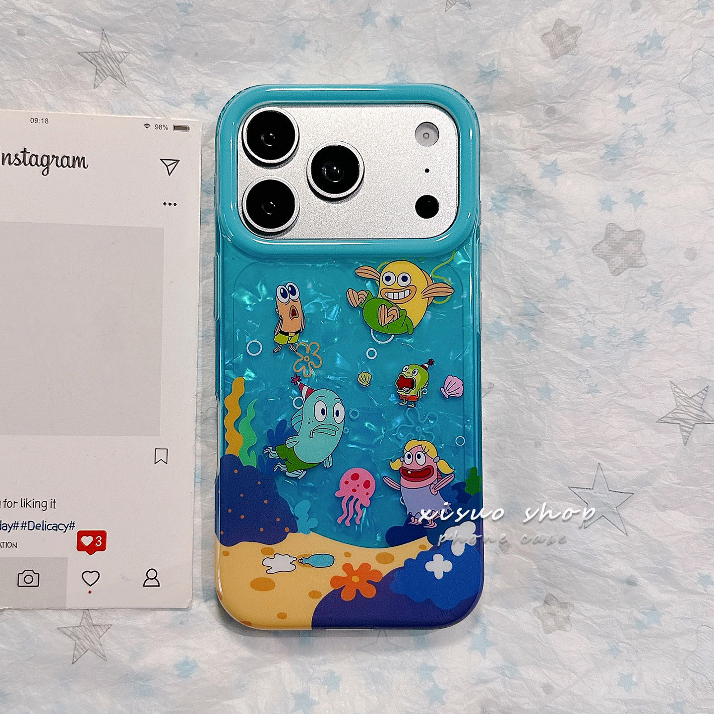 趣味可爱Q版路人鱼适用于苹果17promax手机壳iphone16新款15高级感17pro全包16pm硅胶防摔超薄贝壳纹